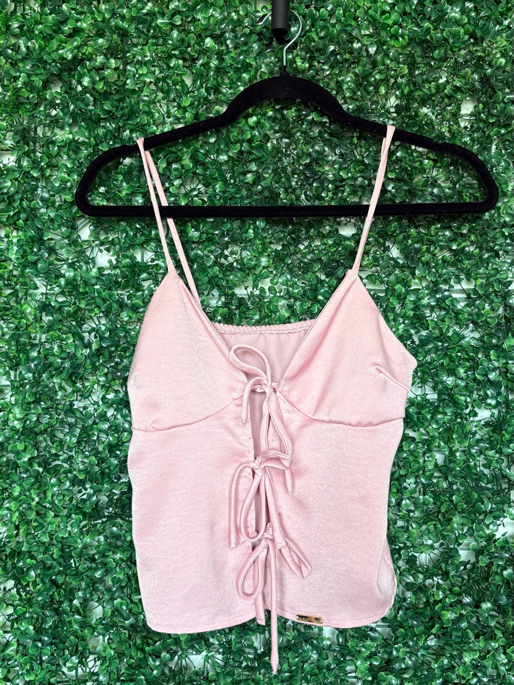 Missguided + Blush Pink Lace-Up Cami Top